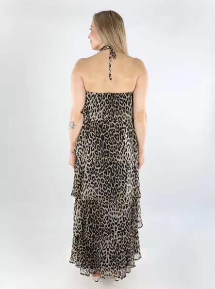Pieces leopardikuosinen mekko Clara Long Layred musta/leopardikuosi - Mekot ja tunikat - 138524 - 2
