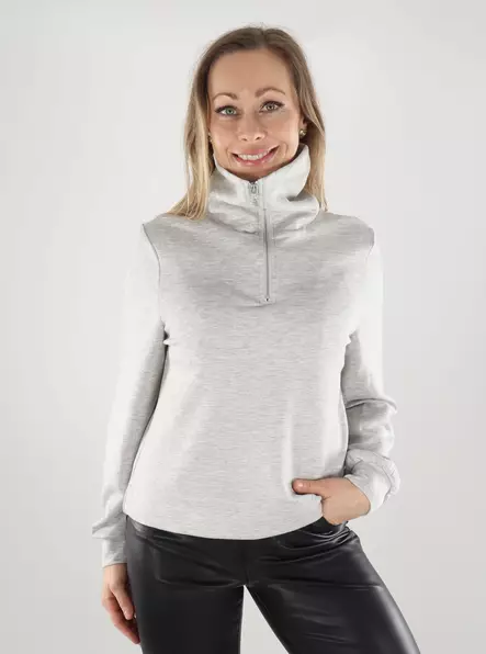Vero Moda naisten pusero Hali Half Zip vaaleanharmaa - Naisten pitkähihaiset paidat - 139984 - 1