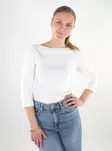 JJXX naisten ribbipaita Fifi 3/4 Boatneck valkoinen - Naisten pitkähihaiset paidat - 137844 - 1