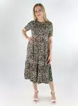Vero Moda kuviollinen mekko Mitsi O-Neck Calf valkoinen/leopardikuosi - Mekot ja tunikat - 138594 - 1