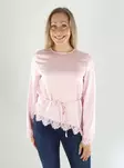 Vero Moda naisten satiinipaita Miro lace vaaleanpunainen - Långärmade tröjor för damer - 141374 - 1