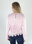 Vero Moda naisten satiinipaita Miro lace vaaleanpunainen - Långärmade tröjor för damer - 141374 - 2