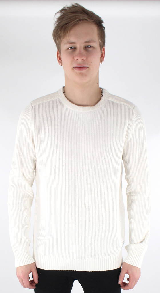 Jack&Jones Stickad tröja Blocked Crew Neck vit - Stickat för herrar - 122794 - 1
