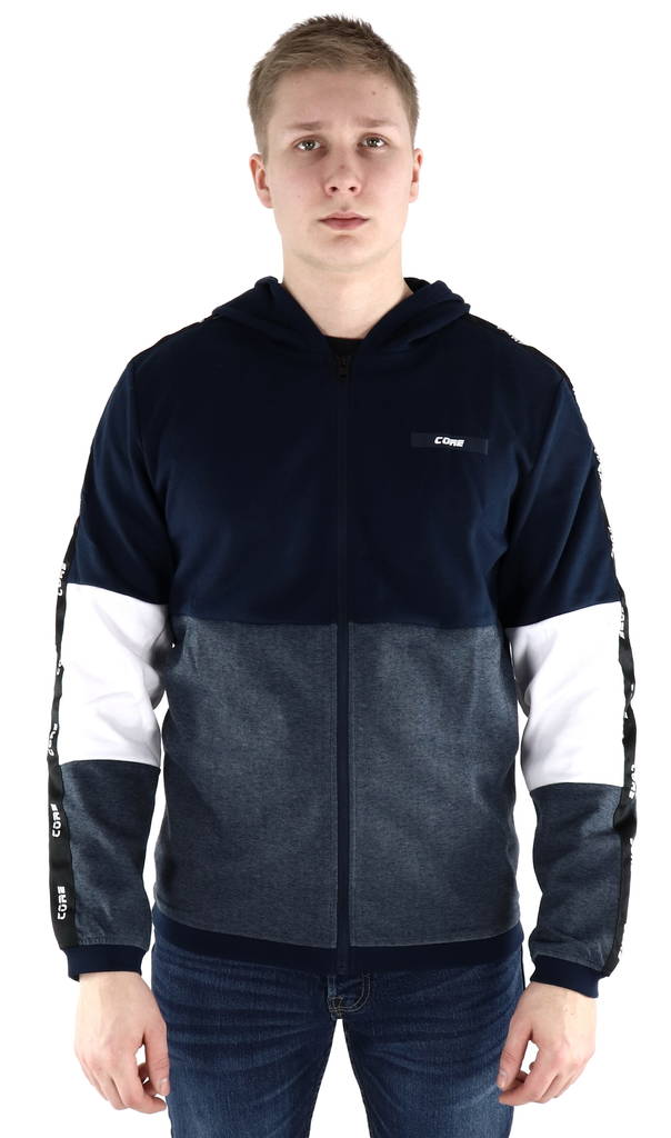 Jack & Jones herr huvjacka Kally zip hood: mörkglå och ljusgrå - Huvtröjor för herrar - 126694 - 1