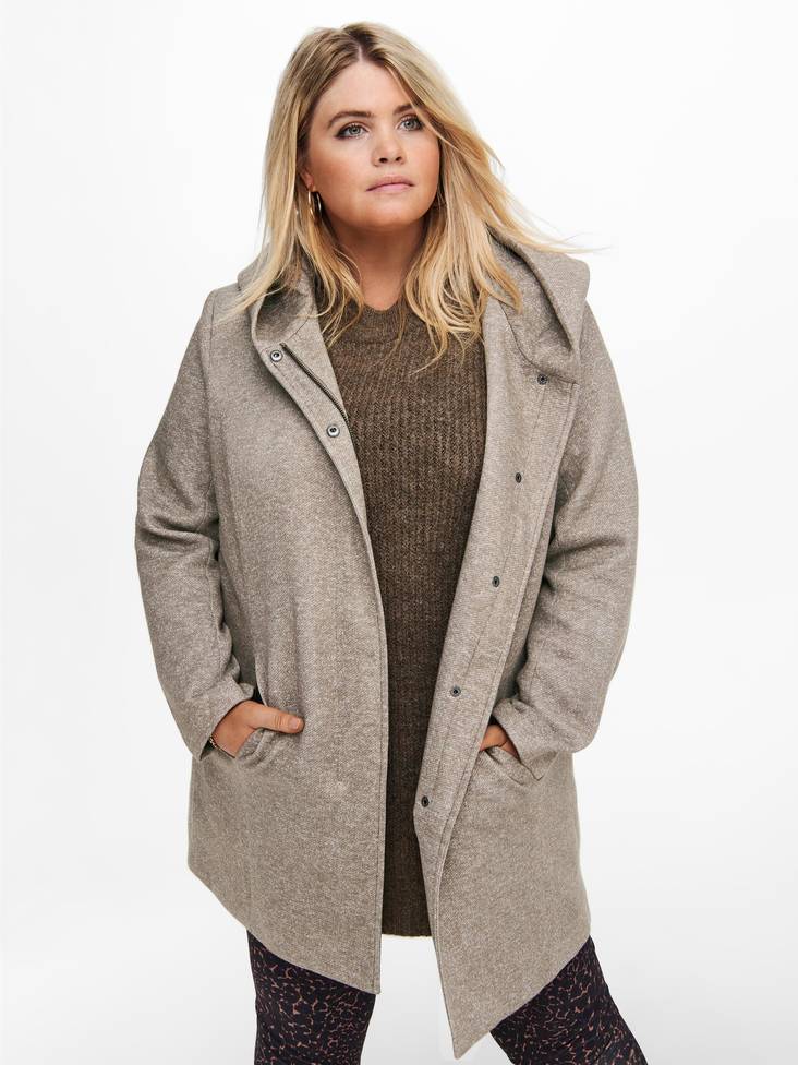 Only Carmakoma Plus size dam jacka, stor huva Sedona light Walnut ljusbrun - Lätta jackor för damer - 129104 - 1