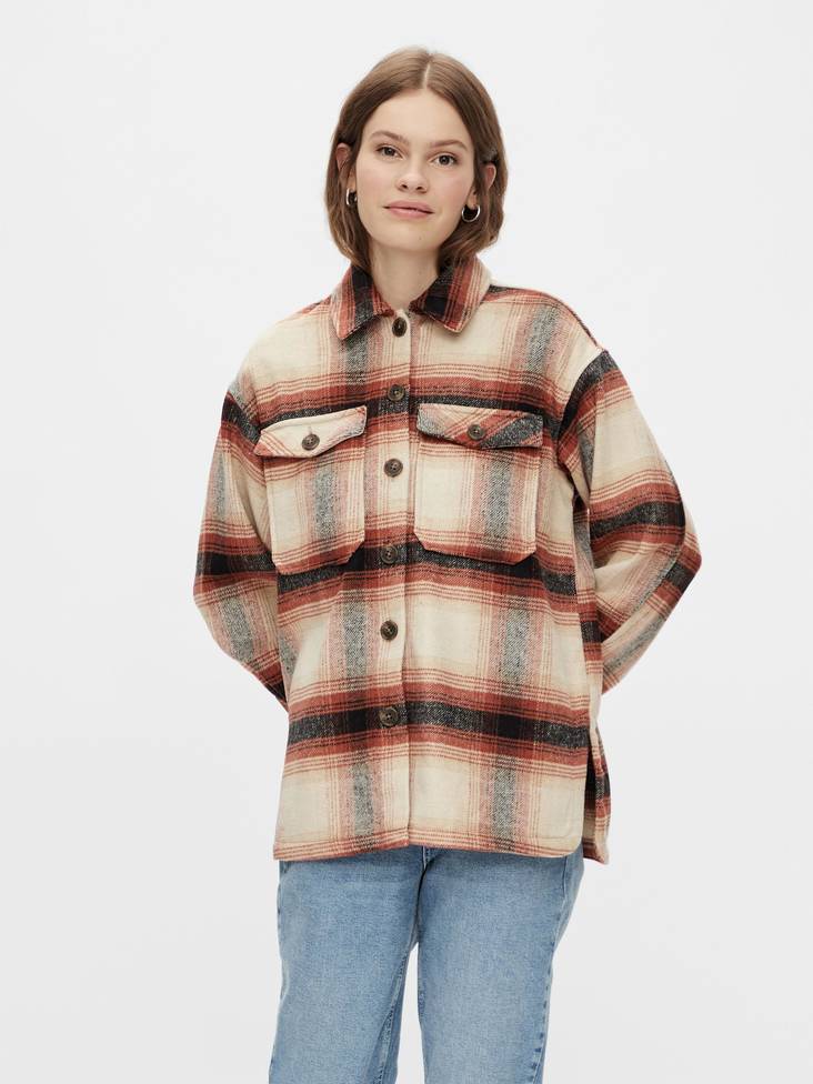 Pieces Takki Carlene shacket oranssi/mst - Naisten kevyet takit - 128964 - 1