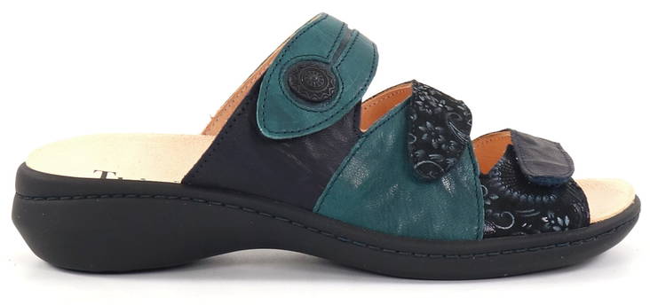 Think! dam Slip-ins i läder Camilla 000078-8050 blå/grön - Arbetsskor för damer - 131294 - 1