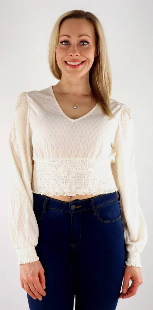 Vero Moda damskjorta Malou v-ringad cloud dancer - Långärmade tröjor för damer - 133474 - 1