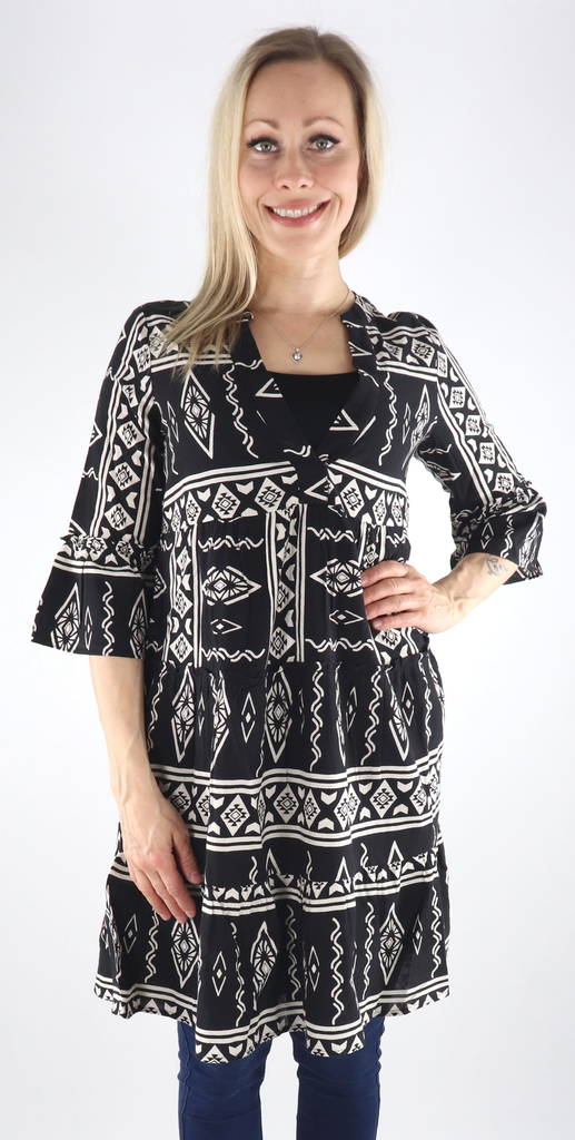 Vero Moda naisten puuvillatunika Dicthe musta/elba birch - Mekot ja tunikat - 133734 - 1