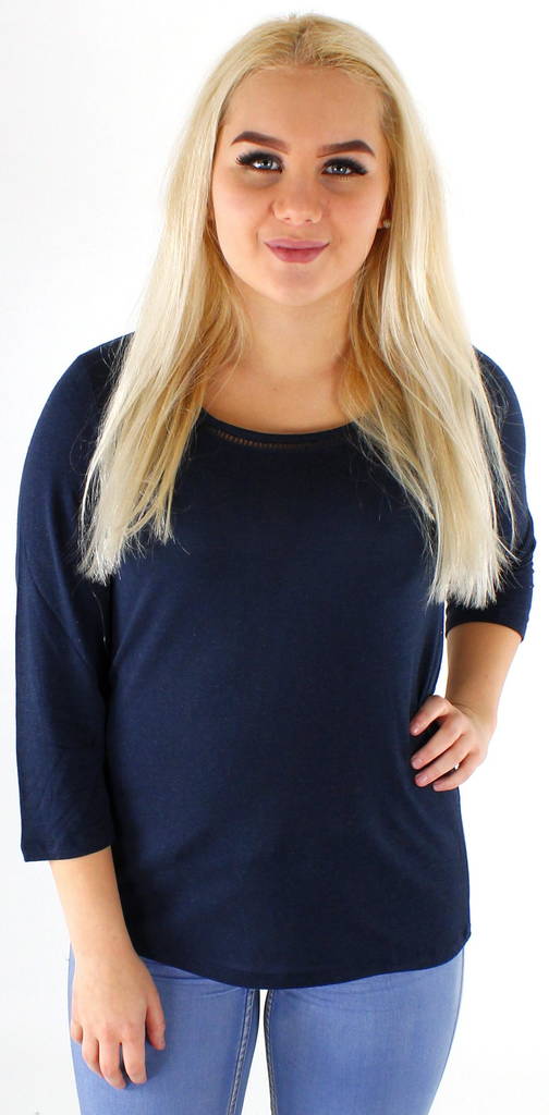 Vila Voila 3/4 Tröja mörkblå - Långärmade tröjor för damer - 117424 - 1