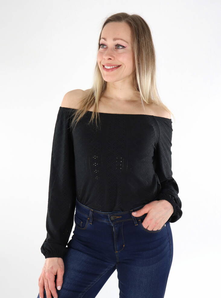 JDY paita Cathinka Off Shoulder musta - Naisten pitkähihaiset paidat - 136224 - 1