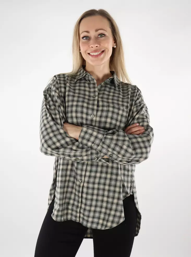 JJXX naisten kauluspaita Jamie Flannel Shirt vetiver/check - Naisten kauluspaidat ja puserot - 137304 - 1