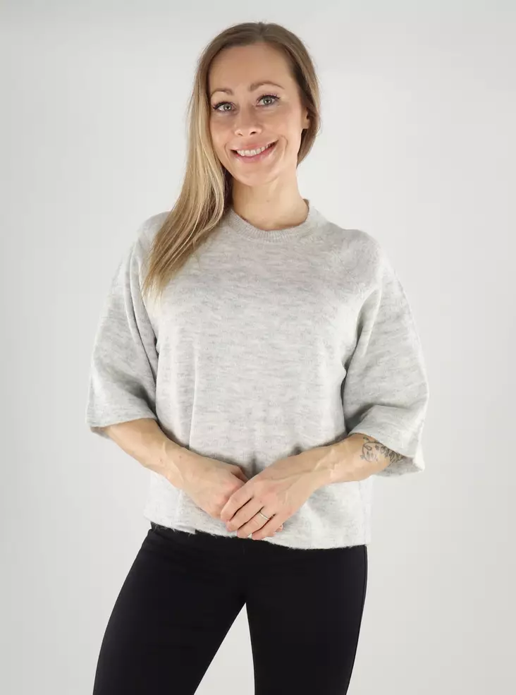 Only naisten neule Simoni Pullover 3/4 vaaleanharmaa - Naisten neuleet - 139694 - 1