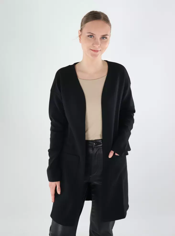 Vila damkofta/jacka VIGARDEN Lång svart skönhet - Stickat för damer - 140124 - 1