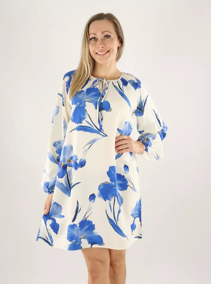 Only naisten kukkakuvioinen mekko Hyaci bright white/big blue - Mekot ja tunikat - 140744 - 1