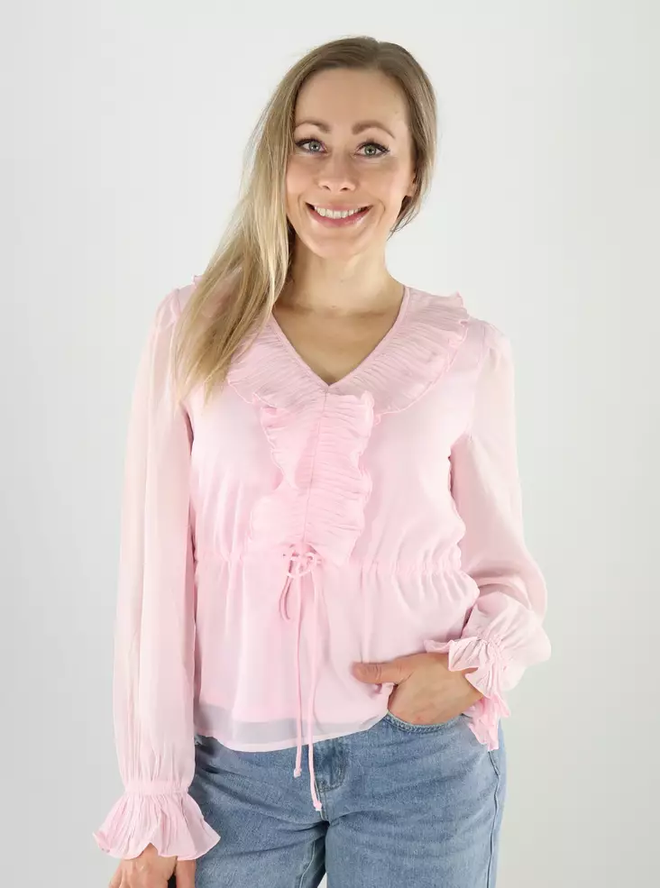 Vero Moda naisten pusero Dora plisse vaaleanpunainen - Långärmade tröjor för  damer - 141184 - 1