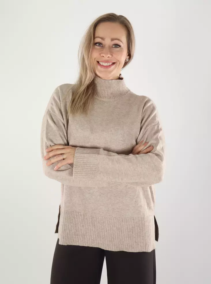 Only naisten neule Mary high neck mocha merinque - Naisten neuleet - 142054 - 1