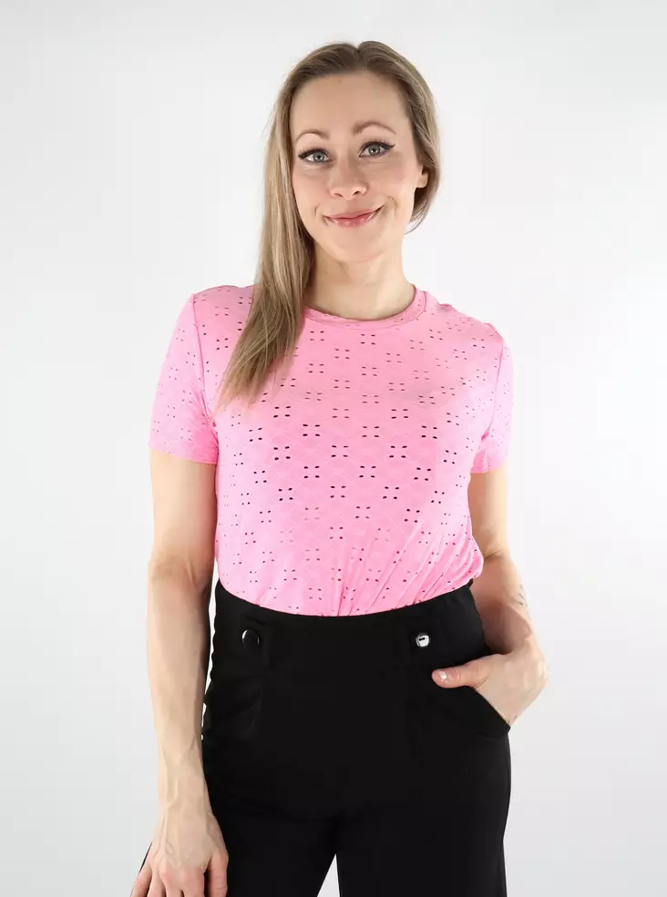 JDY naisten joustava t-paita Cathinka pinkki - Naisten T-paidat - 138114 - 1