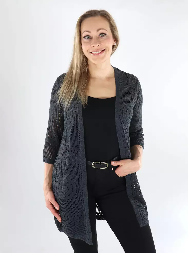 JDY naisten kimono/neuletakki Kofi 3/4 tummanharmaa - Naisten neuleet - 138544 - 1