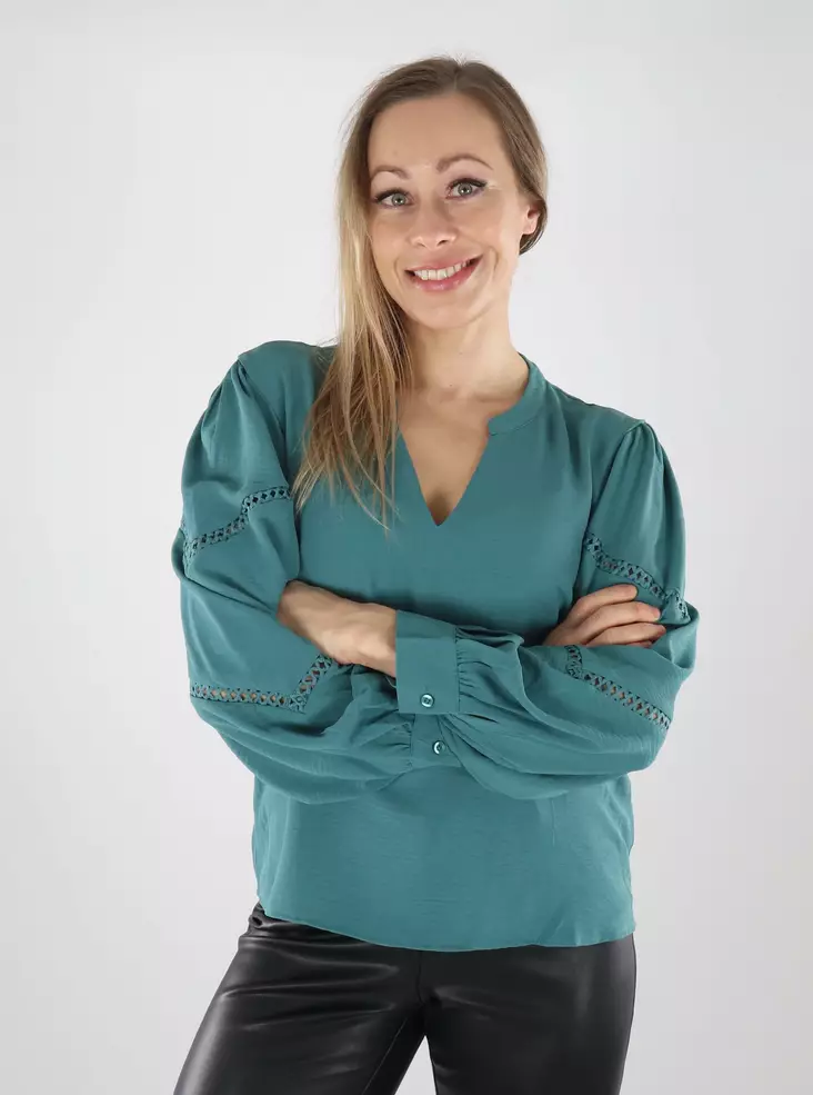 JDY naisten paita Lion V-Neck sinivihreä - Naisten pitkähihaiset paidat - 139924 - 1