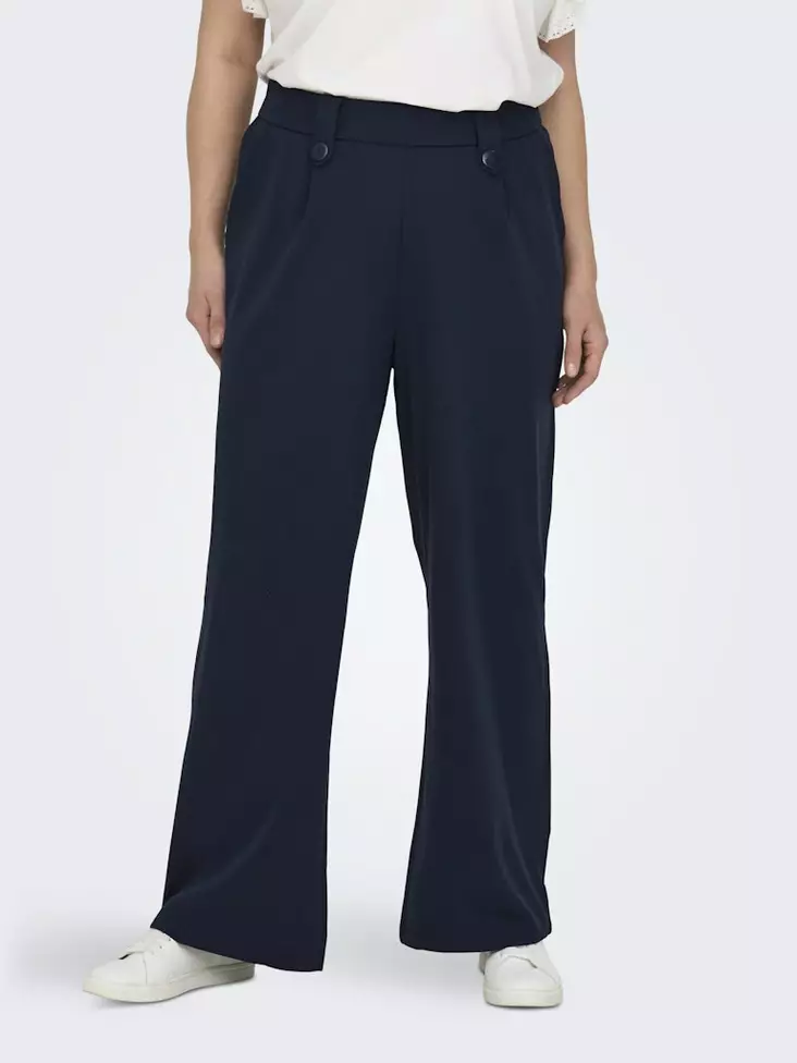 Only Carmakoma pluskoon housut Sania Button Pant tummansininen - Naisten housut - 137284 - 1