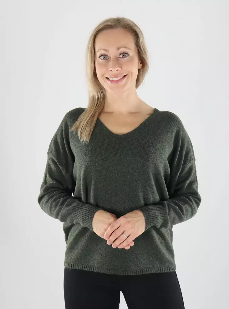 Only naisten neule Rica v-neck vihrea - Stickat för damer - 141694 - 1