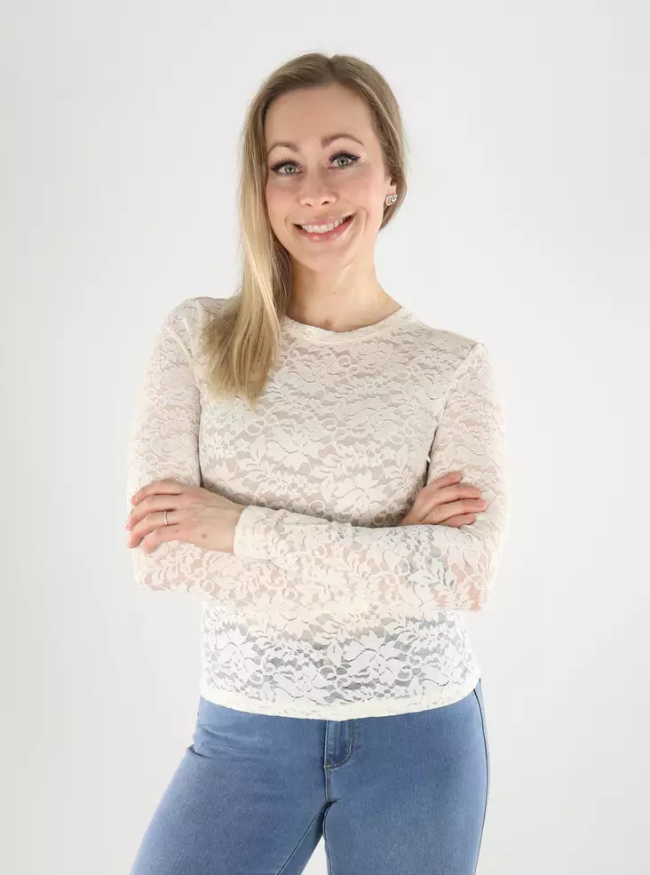 Only Paita Nikka lace luonnonvalkoinen - Naisten pitkähihaiset paidat - 140194 - 1