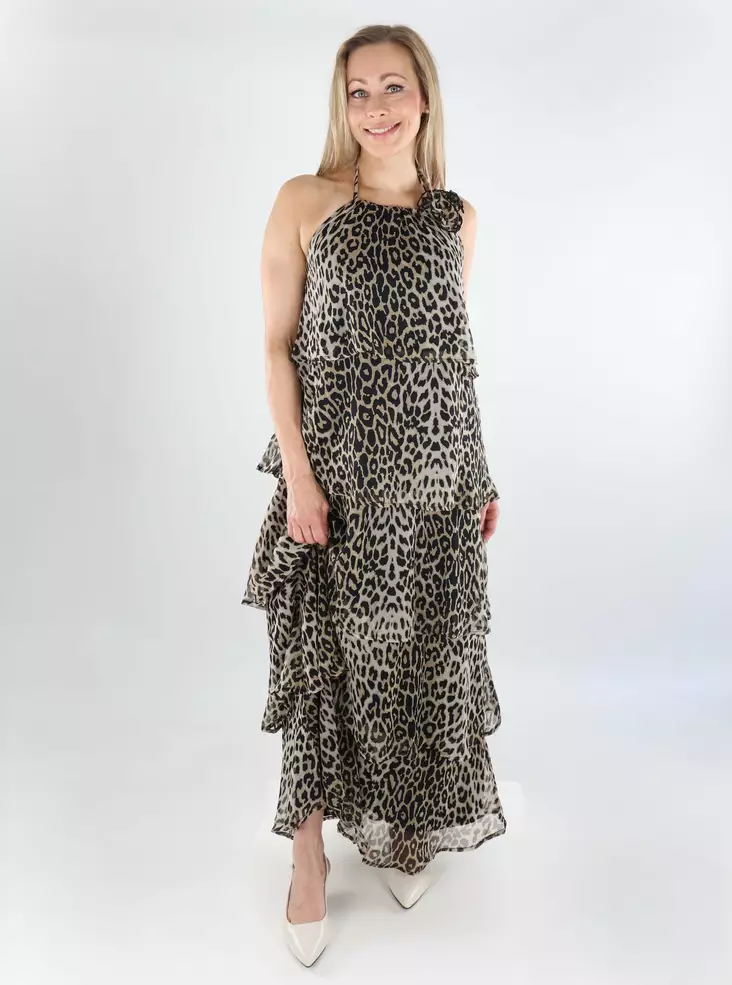 Pieces leopardikuosinen mekko Clara Long Layred musta/leopardikuosi - Mekot ja tunikat - 138524 - 1