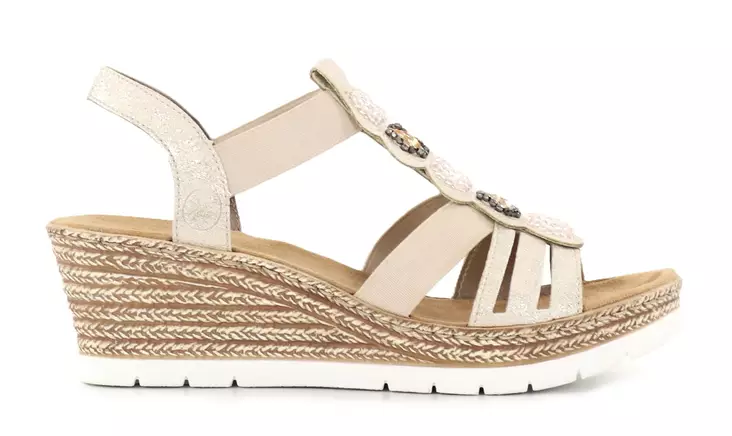 Rieker naisten kiilasandaalit 619B2-60 beige - Rieker sandaalit - 137944 - 1