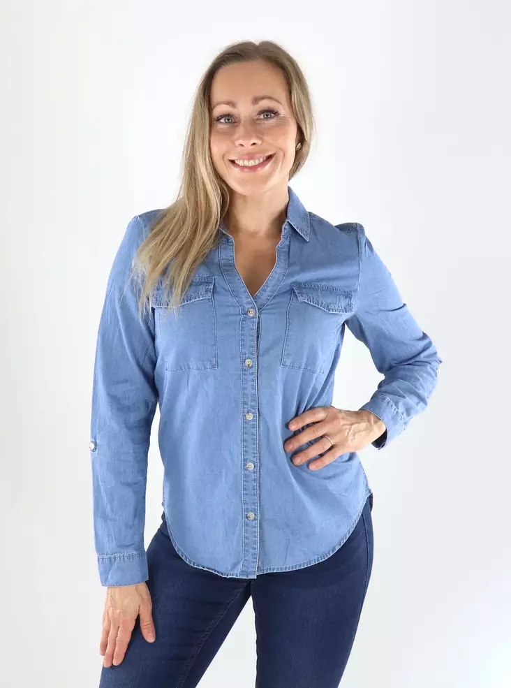 Vero Moda VMBUMPY LS LOOSE mellanblå skjorta - Skjortor och blusar för damer - 141504 - 1