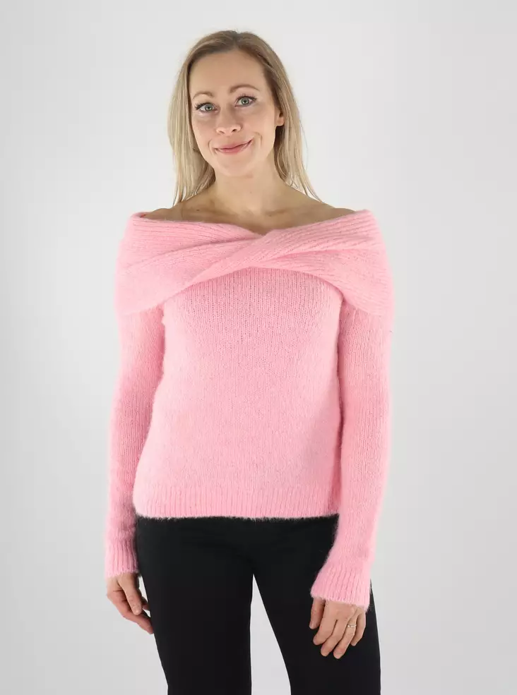 Vero Moda naisten off-shoulder neule Sorrina vaaleanpunainen - Mekot ja tunikat - 142044 - 1