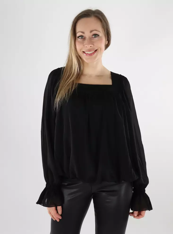 Vero Moda damskjorta Fyrkantig halsringning svart - Långärmade tröjor för damer - 140074 - 1