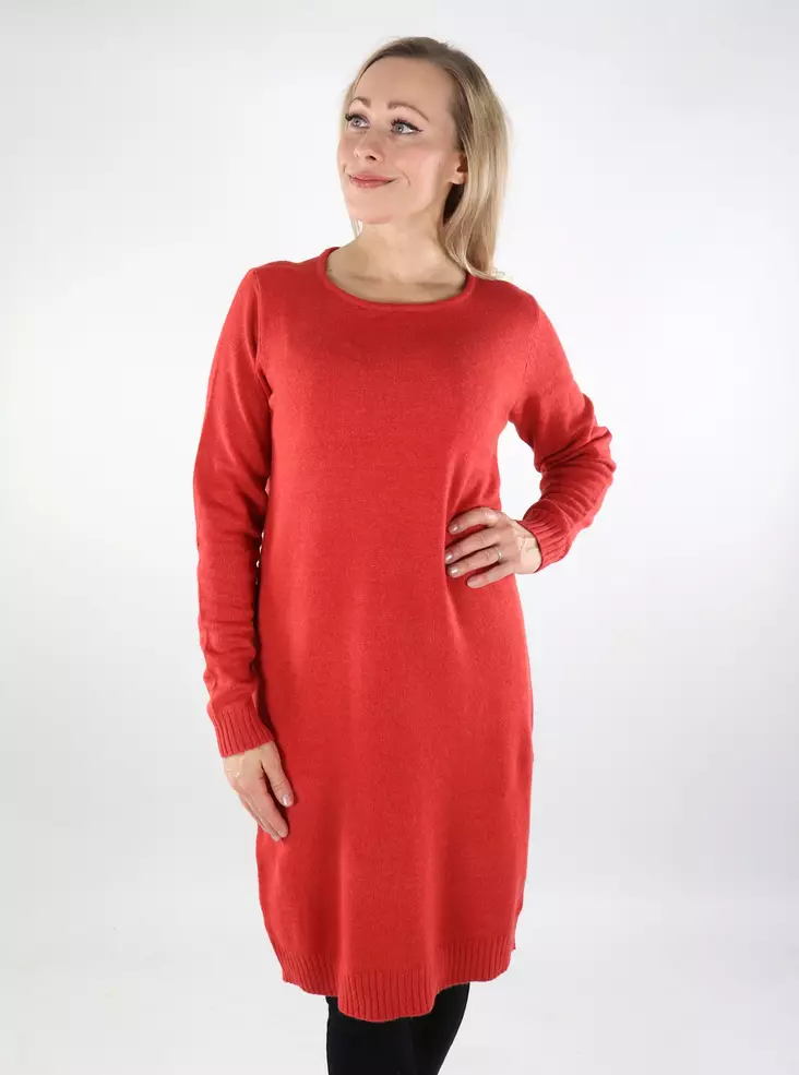 Vila stickad klänning för damer Ril pompelan röd - Stickat för damer - 137184 - 1