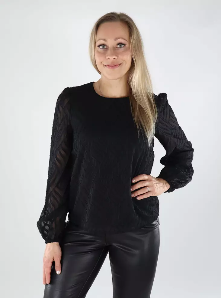 Vila damskjorta O-ringad svart - Långärmade tröjor för  damer - 138874 - 1