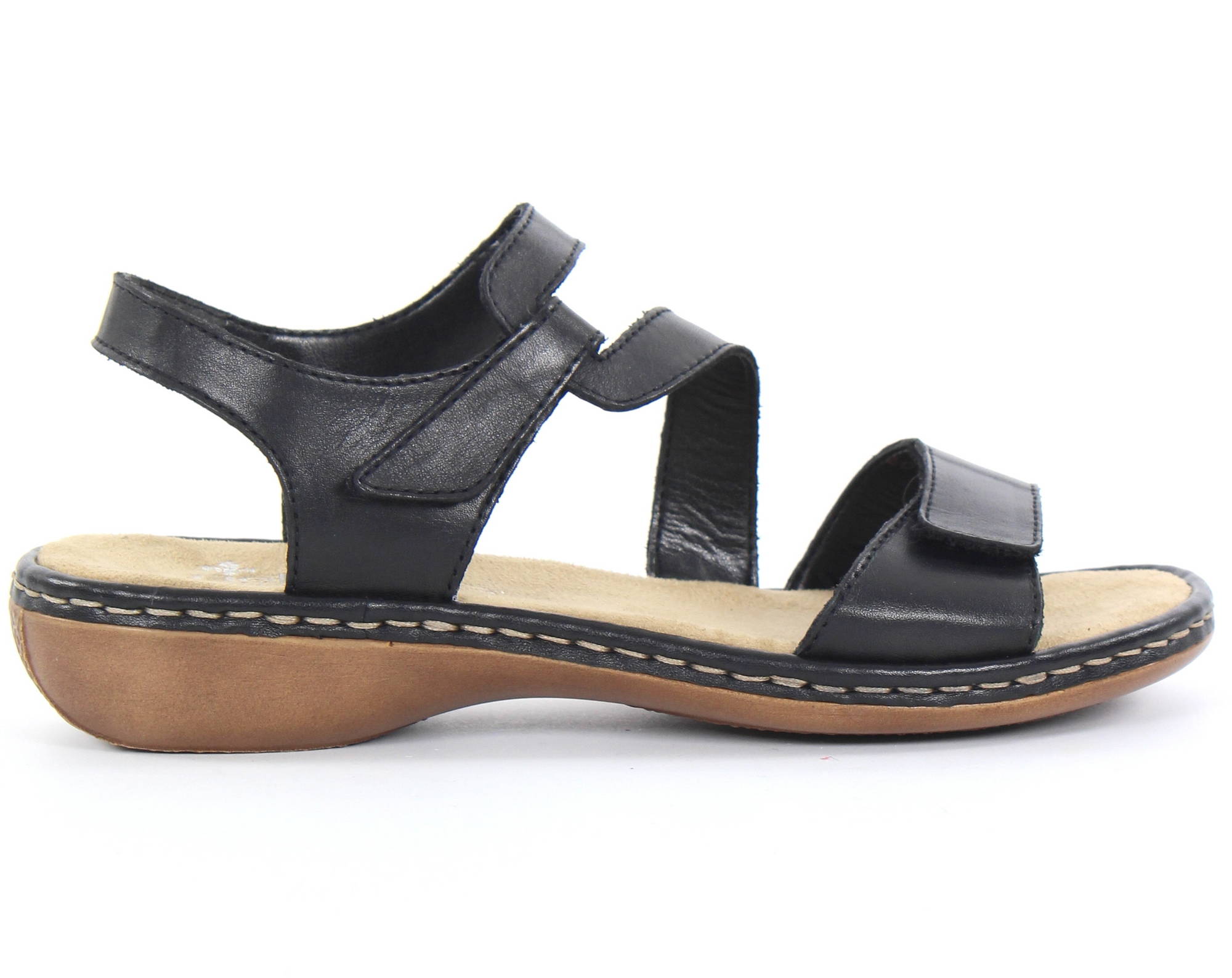 Rieker dam Sandaler i läder 659C700 svart Stiletto.fi webbutik