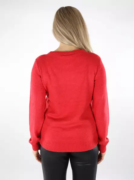 Vila naisten neule Ril O-Neck Knit punainen - Naisten neuleet - 137495 - 2