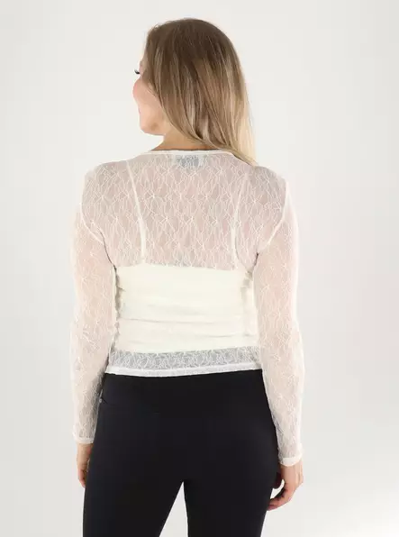 Aware by Vero Moda naisten pitsipaita Tessy lace luonnonvalkoinen - Naisten pitkähihaiset paidat - 141295 - 2