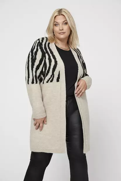 Carmakoma naisten pluskoon neuletakki Jade beige/musta - Naisten neuleet - 139555 - 1
