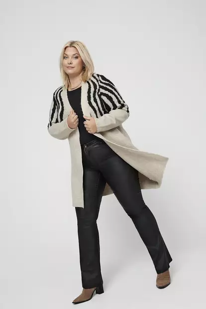 Carmakoma naisten pluskoon neuletakki Jade beige/musta - Naisten neuleet - 139555 - 2