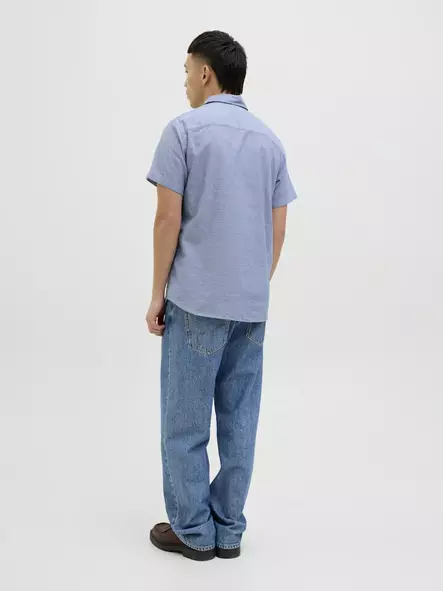 Jack&Jones kortärmad herrskjorta fänrik blå - Skjortor för herrar - 138025 - 2