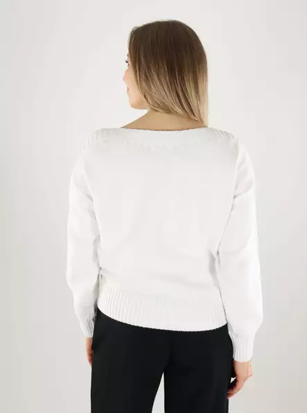 JDY naisten puuvillaneule Marie Boatneck valkoinen - Naisten neuleet - 140175 - 2