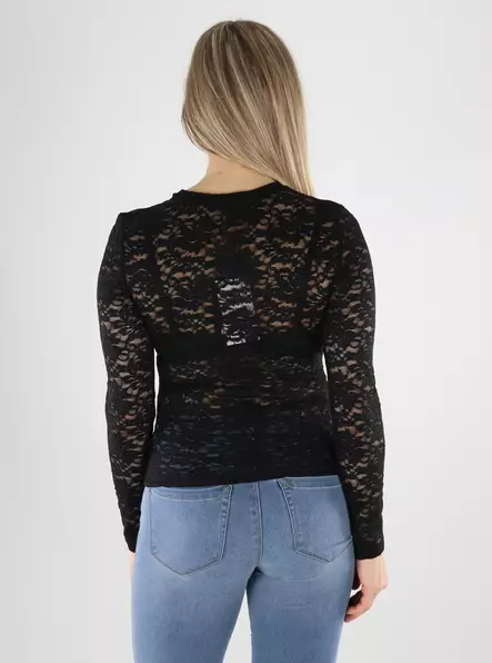 Only Paita Nikka lace musta - Naisten pitkähihaiset paidat - 140195 - 2