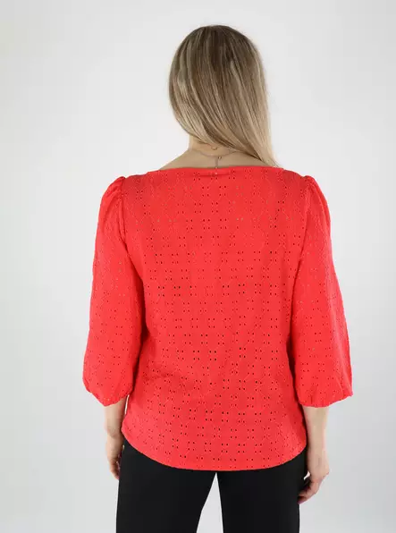 Vila naisten paita Frima Boatneck 3/4 punainen - Skjortor och blusar för damer - 140565 - 2