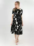 Vero Moda kuviollinen mekko Mitsi O-Neck Calf musta/valkoinen - Mekot ja tunikat - 138595 - 1