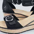 Rieker naisten kiilasandaalit 63780-00 musta - Rieker sandals - 140365 - 6
