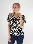 Vila naisten t-paita Weta V-neck musta/kukkakuosi - Naisten T-paidat - 136455 - 1