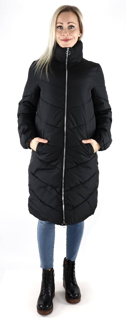 JDY naisten pitkä kevyttoppatakki New Finno long musta - Naisten kevyttoppatakit - 132235 - 1