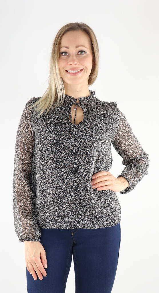 Only Paita Ditsy blouse musta/cera ditsy - Naisten pitkähihaiset paidat - 131985 - 1