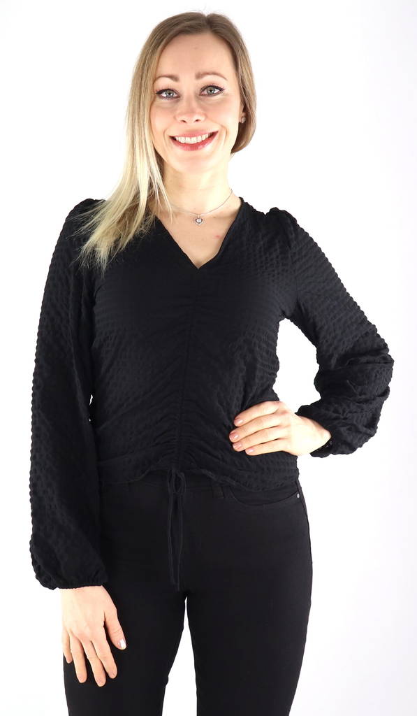 Only Tröja Heidi ruching, black - Långärmade tröjor för  damer - 132685 - 1