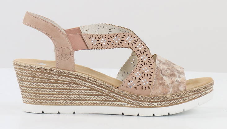 Rieker Sandals med kilklack 61916-31, rose - Rieker sandals - 130605 - 1